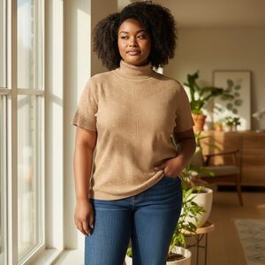 Vintage Rena Rowen Silk Angora Funnel Neck Top